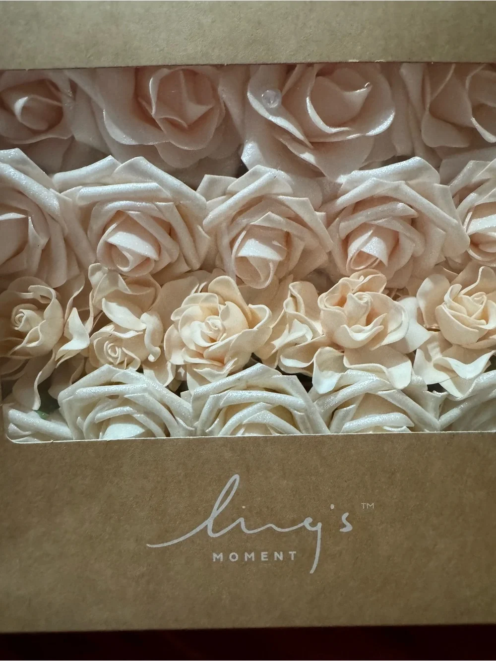 Ling’s Moment Artificial Foam Roses Blush Ivory Wedding Flowers Craft Decor Set